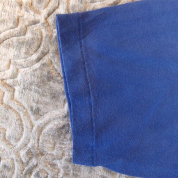 Vintage La Flame Shirt Mens Medium Blue Short Sleeve V Neck Single Stitch - Picture 8 of 9